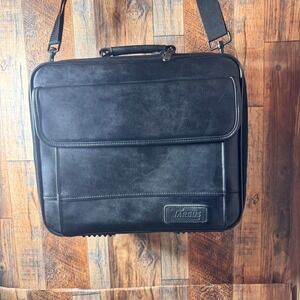 Targus Black Leather Laptop‎ Bag Briefcase Messenger Shoulder Strap Travel